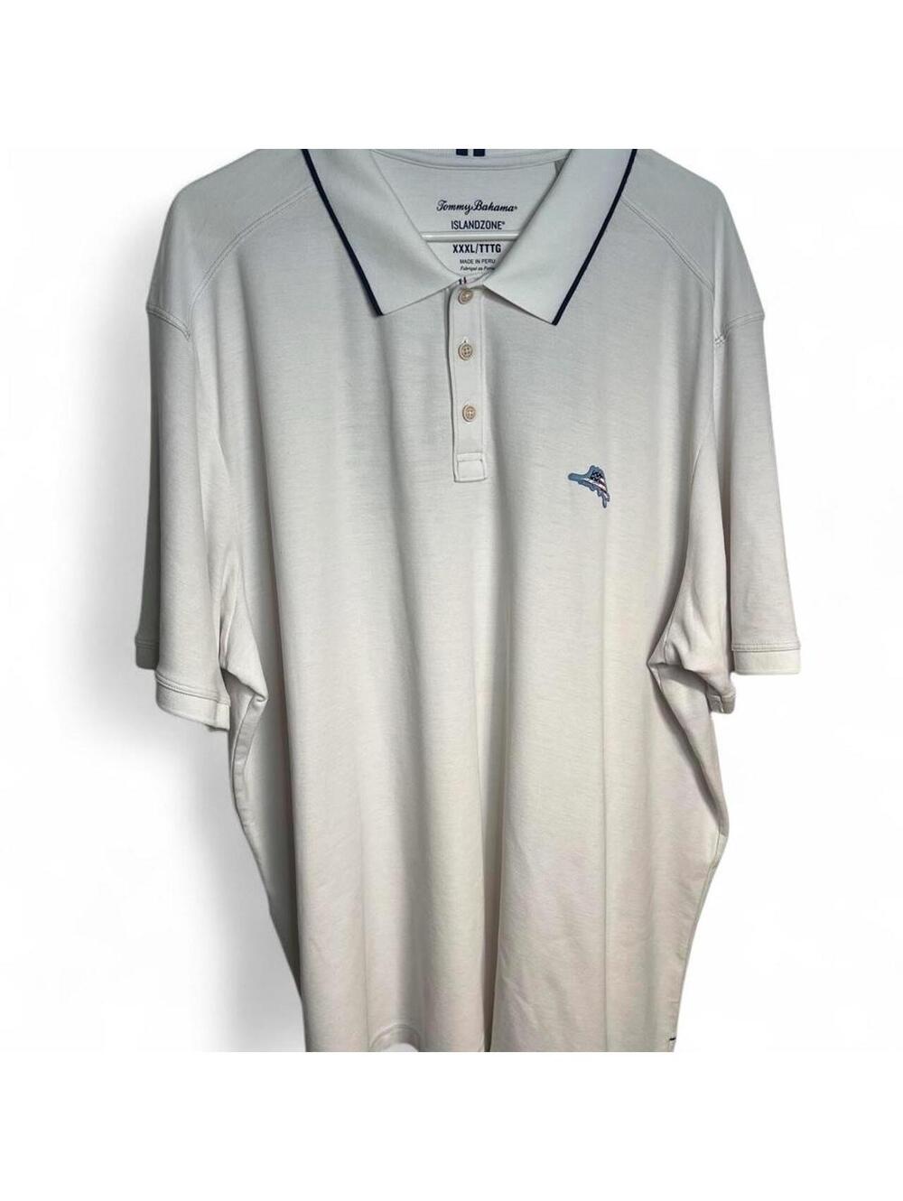 Tommy Bahama Polo Shirt 3XL White Aloha America Flag IslandZone Golf Tee